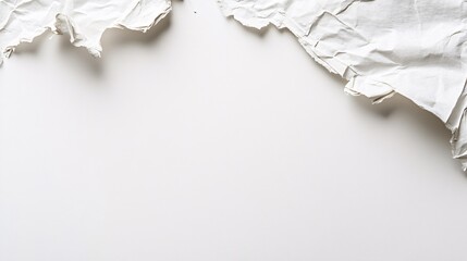 Poster - Crumpled white paper creating negative space on white background