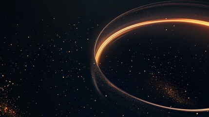 Poster - Golden rings and glittering particles creating a sparkling galaxy effect