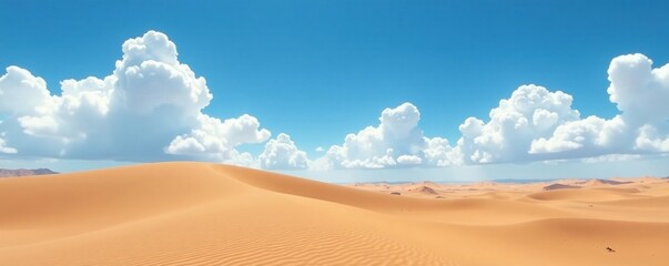 Wall Mural - White clouds against the blue sky of an endless desert, desert, airy