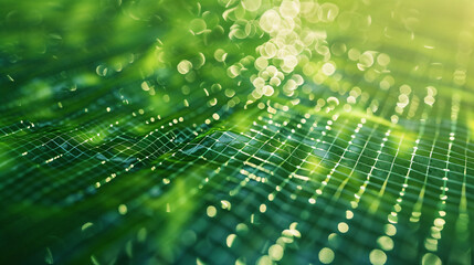 Poster - Abstract bokeh lights on green grid background