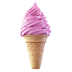 Aufkleber - A single serving of pink soft serve ice cream in a waffle cone is shown against a black background.