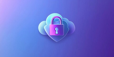 Poster - Cloud Security Icon with Padlock Symbolizing Data Protection and Privacy in Digital Environment