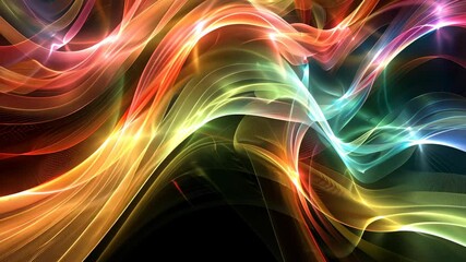 Poster - A vibrant array of swirling colors and light effects dances across a dark background, creating an engaging abstract visual experience filled with energy and motion.