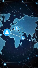 Poster - A visual representation shows a world map filled with digital connections and user icons emphasizing global interactions