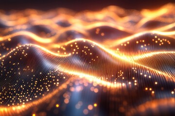 Poster - Flowing waves of light create a mesmerizing pattern at night in digital art