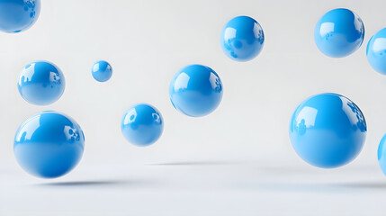 Wall Mural - Abstract 3D Rendering background with blue bouncing balls.