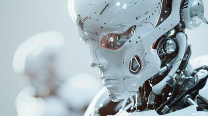 Poster - Advanced humanoid robot head close-up