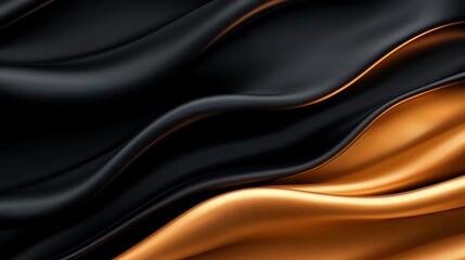 Poster - A stunning abstract background featuring flowing black and gold silk fabric