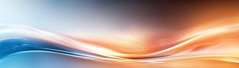 Poster - A stunning abstract background featuring smooth flowing lines in warm orange and cool blue tones. Ideal for use in web design, presentations, and digital artwork.