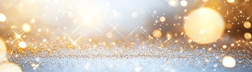 Poster - A stunning array of shimmering golden and blue bokeh lights, creating a magical atmosphere
