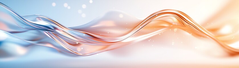 Poster - A vibrant abstract wave design showcasing fluid movement with soft gradients of blue and orange
