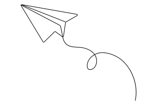 Continuous Line Drawing of Paper plane outline Vector Illustration
