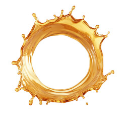 Poster - A captivating image of a golden liquid splash creating a perfect circular frame against a black background.