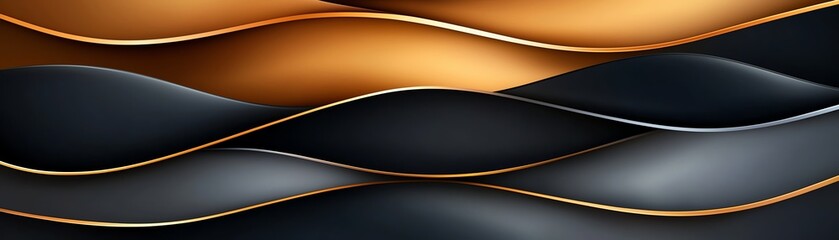 Poster - An abstract design featuring flowing waves of black and copper, creating an elegant and modern aesthetic. Perfect for backgrounds, wallpapers, or graphic design projects.