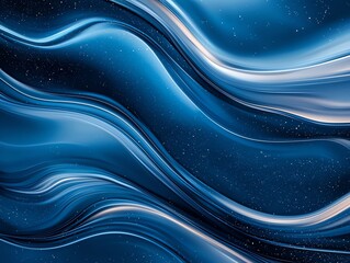 Poster - An abstract design featuring fluid wavy lines in deep blue hues. This background conveys a sense of calm and tranquility, making it perfect for various creative projects.