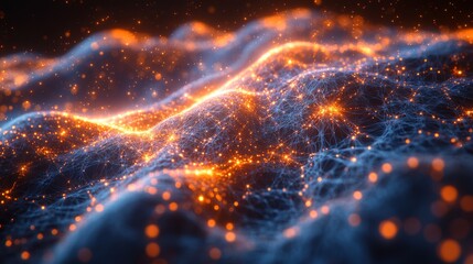Leinwandbilder - Exploring the vibrant interplay of light and texture in an abstract digital landscape at twilight