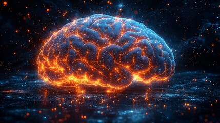 Fototapete - Vibrant neural connections illuminate the night sky in a dazzling cosmic brain amidst swirling galaxies and stars