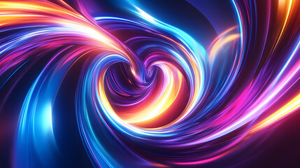 Wall Mural - 
Colorful swirl elements with neon led illumination. Abstract futuristic background.