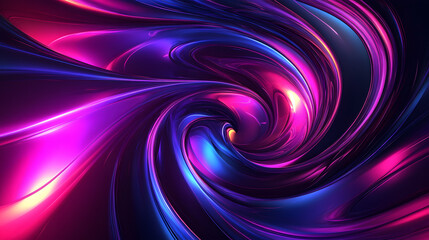 Wall Mural - 
Colorful swirl elements with neon led illumination. Abstract futuristic background.