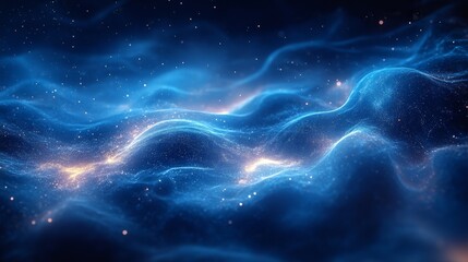 Aufkleber - Ethereal waves of blue light dance gracefully through the cosmos, showcasing the beauty and mystery of the universe in a spectacular display