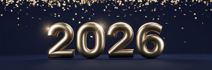 Poster - A gold number 2026 is shown on a blue background. preparation for new year