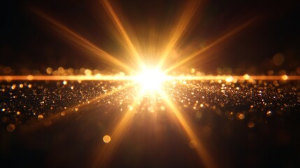 Poster - Radiance of golden light speckling the dark surface during a breathtaking moment at twilight, capturing the essence of serenity and warmth enveloping the atmosphere
