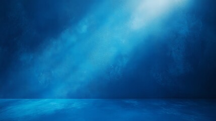 Poster - Mysterious blue light illuminating a dimly lit stage, creating an ethereal atmosphere for an enchanting performance