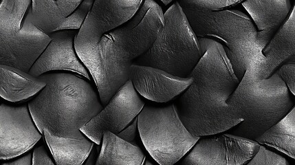Leinwandbilder - Intricate patterns of textured black leather showcasing craftsmanship in a tactile close-up in natural light