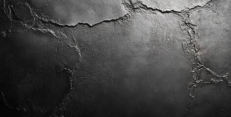 Aufkleber - Textured black surface with intricate cracks showcasing a blend of shadows and light in a dramatic artistic composition