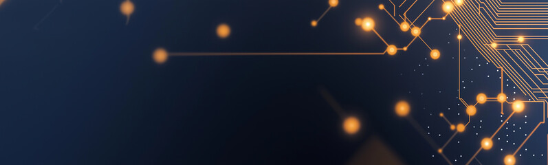Poster - Electronic circuit board showing data flowing and glowing connections