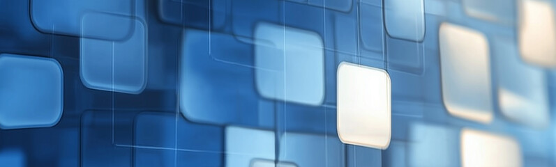 Leinwandbilder - Abstract blue background showing interconnected squares representing modern technology