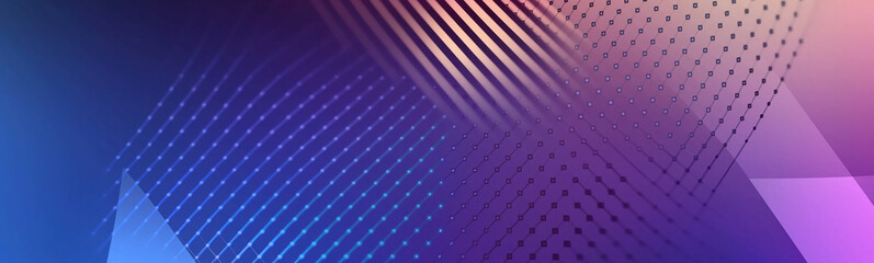 Poster - Abstract technology background connecting dots and lines with purple gradient
