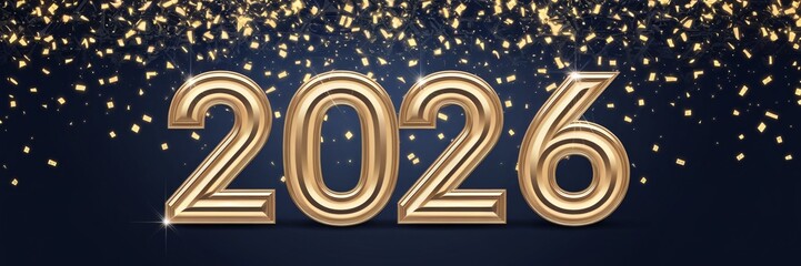 Poster - A gold number 2026 is shown on a blue background. preparation for new year