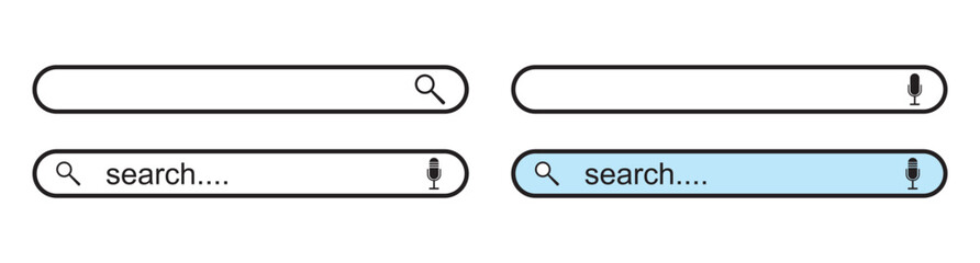 Fototapete - Magnifying glass search button and microphone web elements
