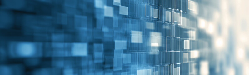 Poster - Abstract technology background with moving blue squares and light trails