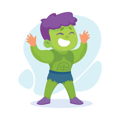 Wall Mural - Happy Boy Superhero Wearing Colorful Costume Vector Illustration