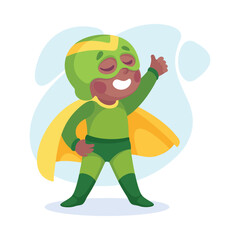 Wall Mural - Happy Boy Superhero Wearing Colorful Costume Vector Illustration