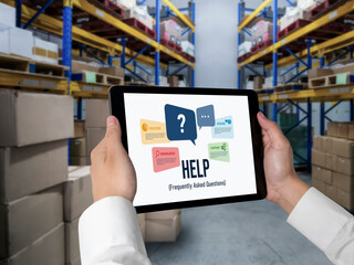 Poster - help screen on the website provide answer to faq frequently asked question snugly with knowledge inf