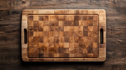 Aufkleber - End grain cutting board resting on a dark wooden table
