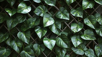 Poster - Lush green ivy adorning a metal fence, providing a stunning natural backdrop