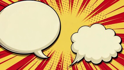 Aufkleber - A cartoon drawing of two speech bubbles, one of which is white, and the other is yellow. The white bubble is empty, and the yellow bubble is filled with a cloud