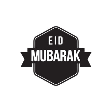 Eid Mubarak typography icon. Greeting card, sticker, poster, banner, cover and background isolated vector design. Vector illustration on a white background.