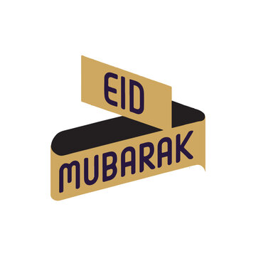 Eid Mubarak typography icon. Greeting card, sticker, poster, banner, cover and background isolated vector design. Vector illustration on a white background.