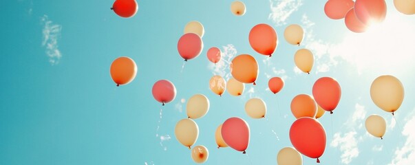 Aufkleber - Colorful balloons are rising up to the sky on a sunny day