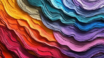 Wall Mural - A colorful wave of paper with a rainbow of colors