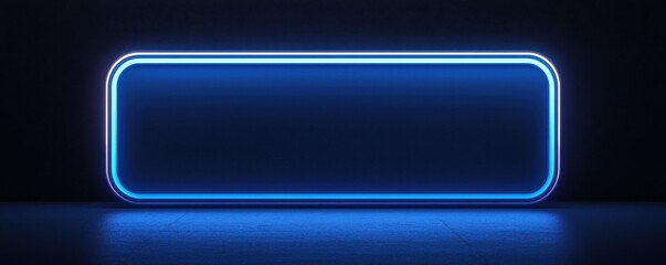 Poster - Blue rectangular abstract electronic border with circuit and glowing light