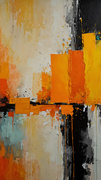 Abstract composition with warm colors depicting energy and movement in a textured background.