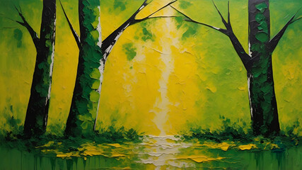 Poster - Abstract composition with warm colors depicting energy and movement in a textured background.
