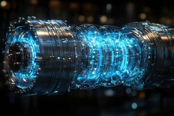 Wall Mural - futuristic energy core with glowing blue technology elements
