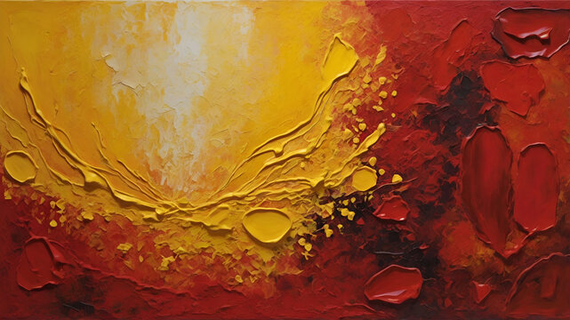 Abstract composition with warm colors depicting energy and movement in a textured background.